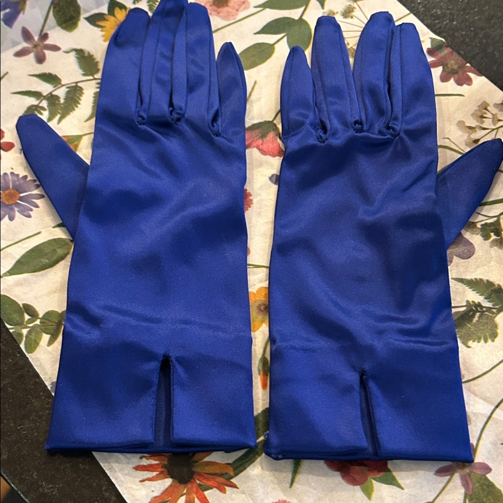 Sapphire Blue satin gloves